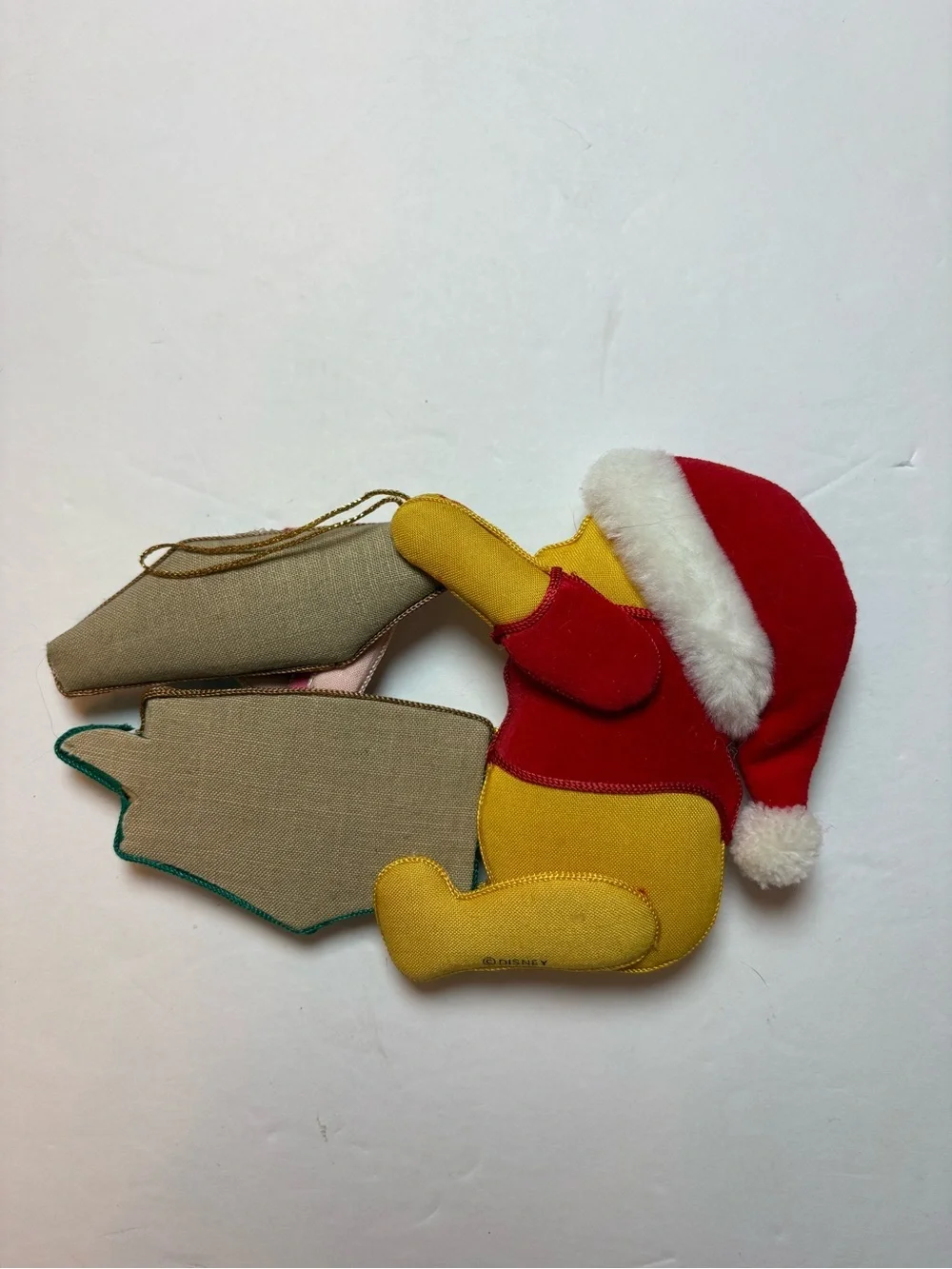 Disney VTG Set Of 2 3D Fabric Ornaments Winnie The Pooh Piglet Eeyore